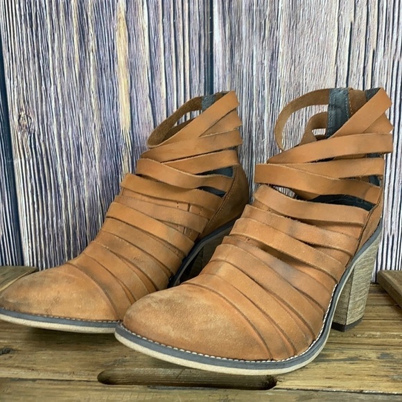 Free People Terracotta Distressed Ankle Booties - Picture 1 of 7